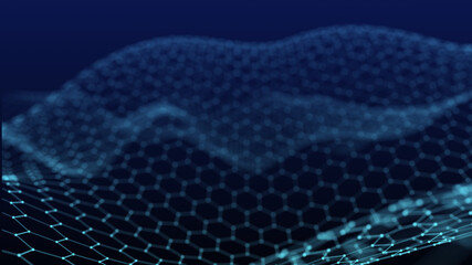 Futuristic blue hexagon background. 3D rendering. Big data visualization.