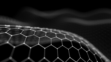 Futuristic hexagon background. 3D rendering. Big data visualization.
