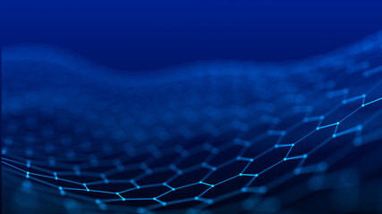Futuristic blue hexagon background. 3D rendering. Big data visualization.