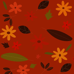 Autumn flowers and leaves