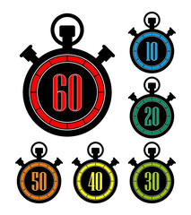 Countdown. Analog timer icons set, illustration, Clock picture, watch icon