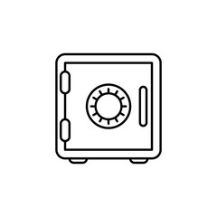 Bank safe icon. linear style closed safe isolated. Security single isolated modern line design icon safe vault. Bank line icon outline simple sign linear style pictogram. Editable stroke