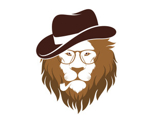 Lion smoking with cowboy hat