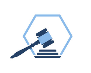 Hammer law firm with hexagon