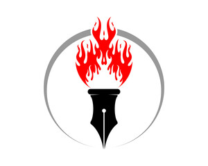 Pen torch fire flame logo