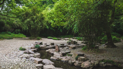 Stream between rocks in Lanting (Orchid Pavilion) scenic area, Shaoxing, China