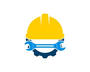Safety helmet with gear and wrench