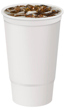 32oz white plastic cup with soda and ice