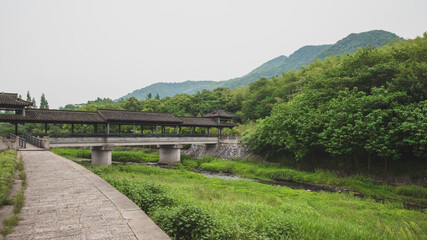 Bridge over river in Lanting (Orchid Pavilion) scenic area, Shaoxing, China