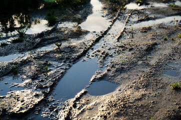 Russian off-road with puddles