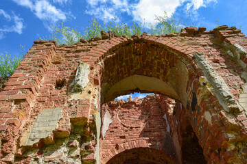 Photo of a fragment of an old ruined tower