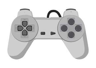 Realistic controller isolated illustration. Vector illustration gamepad. Grey controller old style. © Crashik