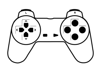 Outline gamepad. Rare controller isolated illustration. © Crashik
