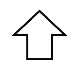 Black large upwards or forward pointing arrow icon sketched as vector symbol	