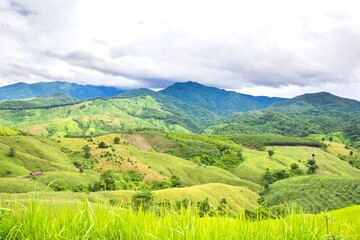 Fototapeta premium Mountains of Doi Phu Kha National Park in Nan, Northern Thailand