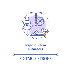 Reproductive disorders concept icon. Screen addiction symptom idea thin line illustration. Cell phone radiation. Potential harm. Vector isolated outline RGB color drawing. Editable stroke