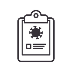 Covid 19 virus on document line style icon vector design