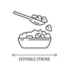 Buckwheat pixel perfect linear icon. Vegetarian healthy grain meals. Vegan eating plan. Thin line customizable illustration. Contour symbol. Vector isolated outline drawing. Editable stroke