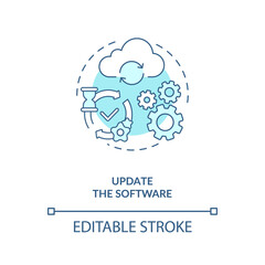 Update software concept icon. Setup instruction idea thin line illustration. Performance increase. Security fix. Stability improvement. Vector isolated outline RGB color drawing. Editable stroke