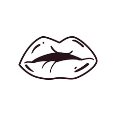 Obraz premium pop art female mouth line style icon vector design