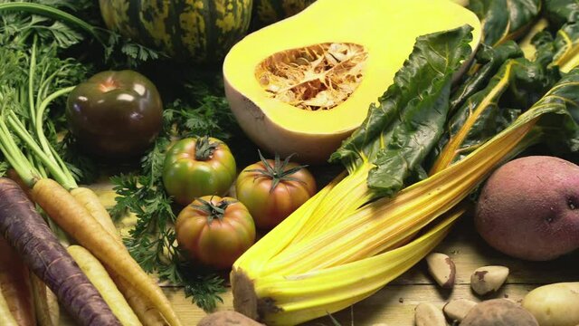 Close-up of assorted fresh vegetables and fruit