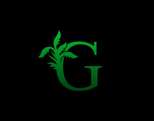 Letter G logo Nature concept, Abstract green tree and leaf symbol, initials G icon natural design Stock Vector
