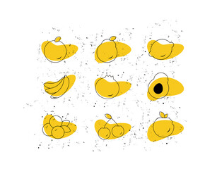 fruits flat icon on white background in vector illustration