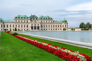 Fototapeta na wymiar Beautiful view of the famous Palace Belvedere summer residence for Prince Eugene of Savoy, in Vienna the former capital of the Habsburg Empire.