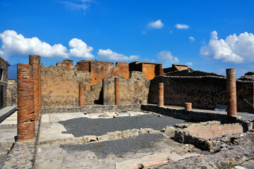 Ruins of Ancient Roman city of Pompeii Italy, was destroyed and buried with ash after Vesuvius...