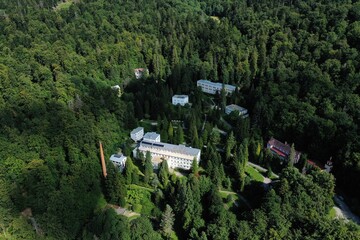 Aerial view of the spa in the village of Stos in Slovakia