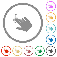Right handed slide up gesture flat icons with outlines