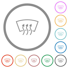 Windshield defrost flat icons with outlines