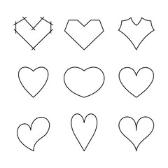 set of black and white hearts