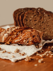 homemade bread with raisins and seeds