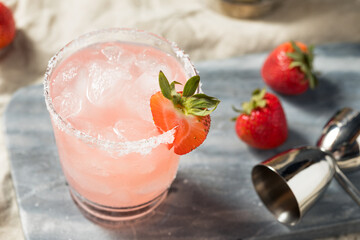 Boozy Refreshing Cold Strawberry Margarita