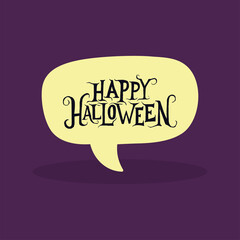 Happy halloween label. Comic bubble chat - Vector