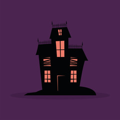 Scary haunted house. Halloween season icon - Vector