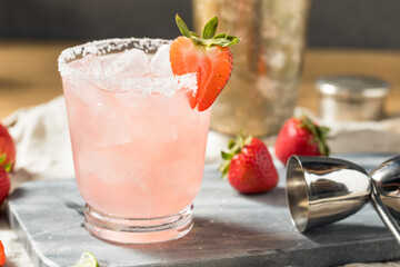 Boozy Refreshing Cold Strawberry Margarita