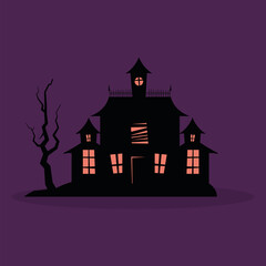Fototapeta na wymiar Scary haunted house. Halloween season icon - Vector