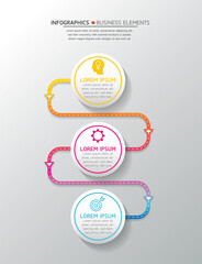 Vector elements for infographics. presentation and chart. steps or processes. 
options number workflow template design.3 steps. 