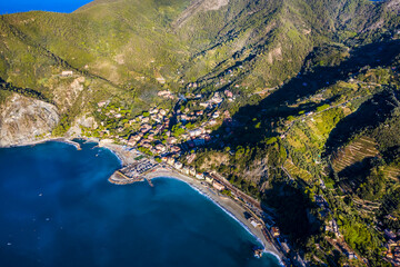 Cinque Terre in Italien aus der Luft