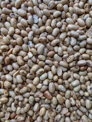 Texture of fried soybeans, top view shot, delicious peanut snacks