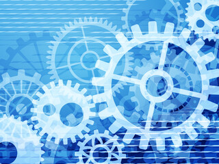 かっこいい歯車の背景素材_イラスト_青