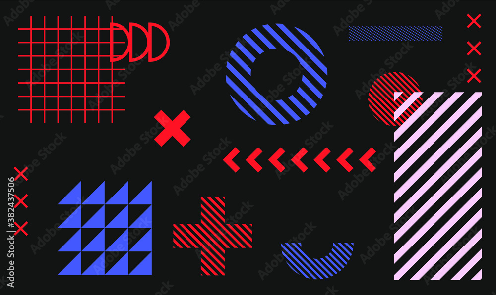 Poster abstract geometric background in neo-memphis style.