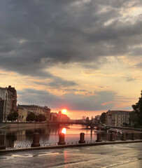 Fototapeta premium Fontanka river, St. Petersburg, Russia. Petersburg landmarks