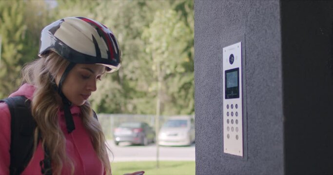 Food delivery courier calls intercom