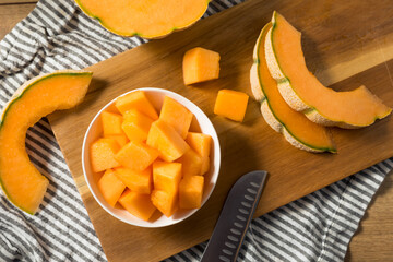 Raw Orange Organic Cantaloupe Fruit