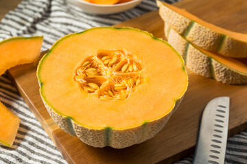 Raw Orange Organic Cantaloupe Fruit