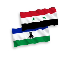 Flags of Lesotho and Syria on a white background
