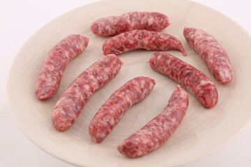 meat raw sausages for cooking